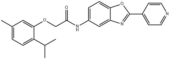 Acetamide, 2-[5-methyl-2-(1-methylethyl)phenoxy]-N-[2-(4-pyridinyl)-5-benzoxazolyl]- (9CI) 구조식 이미지