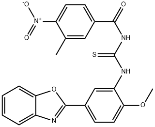 Benzamide, N-[[[5-(2-benzoxazolyl)-2-methoxyphenyl]amino]thioxomethyl]-3-methyl-4-nitro- (9CI) 구조식 이미지