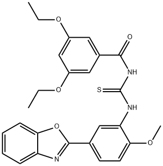 Benzamide, N-[[[5-(2-benzoxazolyl)-2-methoxyphenyl]amino]thioxomethyl]-3,5-diethoxy- (9CI) Structure