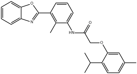 Acetamide, N-[3-(2-benzoxazolyl)-2-methylphenyl]-2-[5-methyl-2-(1-methylethyl)phenoxy]- (9CI) Structure