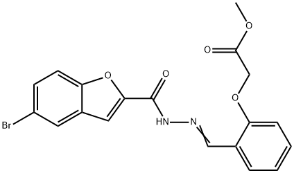 2-Benzofurancarboxylicacid,5-bromo-,[[2-(2-methoxy-2-oxoethoxy)phenyl]methylene]hydrazide(9CI) Structure