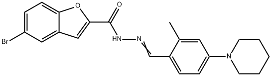 2-Benzofurancarboxylicacid,5-bromo-,[[2-methyl-4-(1-piperidinyl)phenyl]methylene]hydrazide(9CI) 구조식 이미지