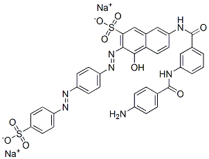 disodium 7-[[3-[(4-aminobenzoyl)amino]benzoyl]amino]-4-hydroxy-3-[[4-[(4-sulphonatophenyl)azo]phenyl]azo]naphthalene-2-sulphonate 구조식 이미지