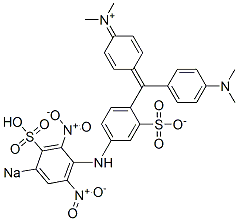 N-Methyl-N-[4-[(4-dimethylaminophenyl)[4-[(2,6-dinitro-4-sodiosulfophenyl)amino]-2-sulfonatophenyl]methylene]-2,5-cyclohexadien-1-ylidene]methanaminium 구조식 이미지