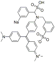 hydrogen [4-[[4-[bis(3-sulphonatobenzyl)amino]phenyl][4-(dimethylamino)phenyl]methylene]cyclohexa-2,5-dien-1-ylidene]dimethylammonium, sodium salt  구조식 이미지