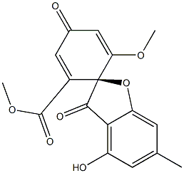 (+)-4-Hydroxy-6'-methoxy-6-methyl-3,4'-dioxospiro[benzofuran-2(3H),1'-[2,5]cyclohexadiene]-2'-carboxylic acid methyl ester 구조식 이미지