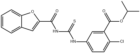 Benzoic acid, 5-[[[(2-benzofuranylcarbonyl)amino]thioxomethyl]amino]-2-chloro-, 1-methylethyl ester (9CI) Structure