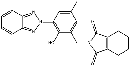 2-[2-Hydroxy-3-[(1,3,4,5,6,7-hexahydro-1,3-dioxo-2H-isoindole-2-yl)methyl]-5-methylphenyl]-2H-benzotriazole 구조식 이미지