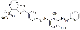 sodium 2-[4-[[2,4-dihydroxy-3-(phenylazo)phenyl]azo]phenyl]-6-methylbenzothiazole-7-sulphonate 구조식 이미지