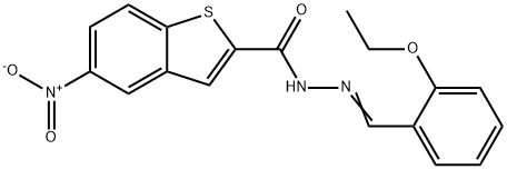 Benzo[b]thiophene-2-carboxylic acid, 5-nitro-, [(2-ethoxyphenyl)methylene]hydrazide (9CI) Structure