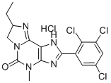 8-ETHYL-1,4,7,8-TETRAHYDRO-4-METHYL-2-(2,3,5-TRICHLOROPHENYL)-5H-IMIDAZO[2,1-I]PURIN-5-ONE MONOHYDROCHLORIDE 구조식 이미지