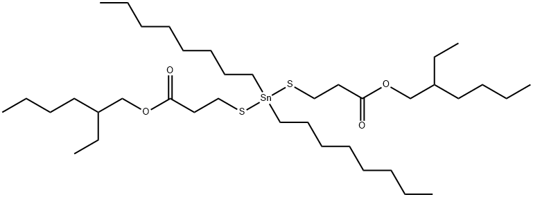 2-ethylhexyl 12-ethyl-5,5-dioctyl-9-oxo-10-oxa-4,6-dithia-5-stannahexadecanoate  구조식 이미지