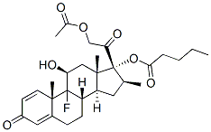 9-fluoro-11beta,17,21-trihydroxy-16beta-methylpregna-1,4-diene-3,20-dione 21-acetate 17-valerate Structure