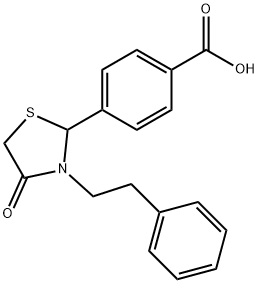 4-[4-keto-3-(2-phenylethyl)thiazolidin-2-yl]benzoic acid 구조식 이미지