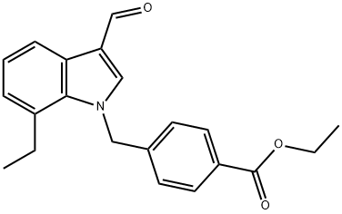 Benzoic acid, 4-[(7-ethyl-3-formyl-1H-indol-1-yl)methyl]-, ethyl ester (9CI) Structure