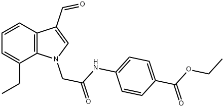 Benzoic acid, 4-[[(7-ethyl-3-formyl-1H-indol-1-yl)acetyl]amino]-, ethyl ester (9CI) Structure