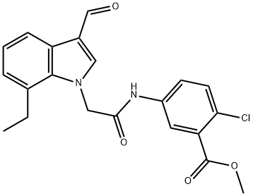 Benzoic acid, 2-chloro-5-[[(7-ethyl-3-formyl-1H-indol-1-yl)acetyl]amino]-, methyl ester (9CI) Structure