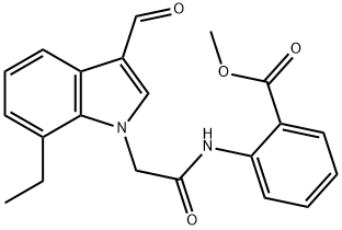 Benzoic acid, 2-[[(7-ethyl-3-formyl-1H-indol-1-yl)acetyl]amino]-, methyl ester (9CI) Structure