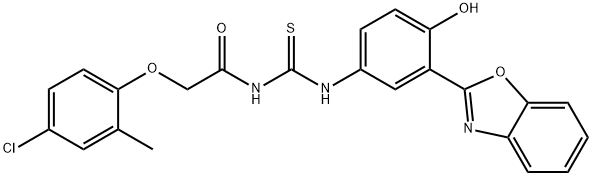 Acetamide, N-[[[3-(2-benzoxazolyl)-4-hydroxyphenyl]amino]thioxomethyl]-2-(4-chloro-2-methylphenoxy)- (9CI) Structure