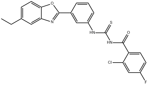 Benzamide, 2-chloro-N-[[[3-(5-ethyl-2-benzoxazolyl)phenyl]amino]thioxomethyl]-4-fluoro- (9CI) Structure