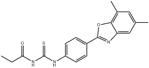 Propanamide, N-[[[4-(5,7-dimethyl-2-benzoxazolyl)phenyl]amino]thioxomethyl]- (9CI) Structure