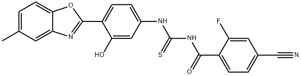 Benzamide, 4-cyano-2-fluoro-N-[[[3-hydroxy-4-(5-methyl-2-benzoxazolyl)phenyl]amino]thioxomethyl]- (9CI) Structure