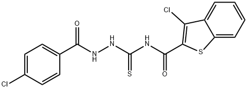 Benzoic acid, 4-chloro-, 2-[[[(3-chlorobenzo[b]thien-2-yl)carbonyl]amino]thioxomethyl]hydrazide (9CI) Structure