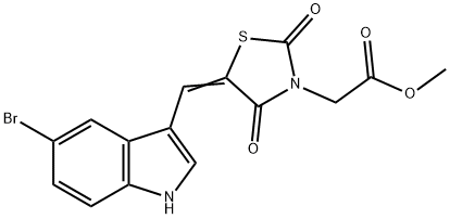 3-Thiazolidineaceticacid,5-[(5-bromo-1H-indol-3-yl)methylene]-2,4-dioxo-,methylester(9CI) 구조식 이미지