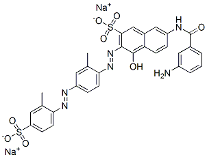 disodium 7-[(3-aminobenzoyl)amino]-4-hydroxy-3-[[2-methyl-4-[(2-methyl-4-sulphonatophenyl)azo]phenyl]azo]naphthalene-2-sulphonate 구조식 이미지