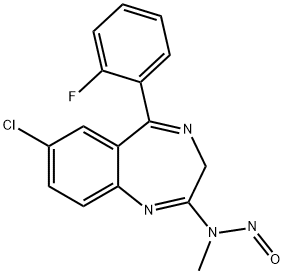 7-Chloro-5-(2-fluorophenyl)-2-(N-nitrosomethylamino)-3H-1,4-benzodiazepine Structure