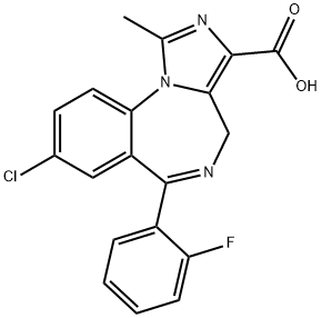 8-chloro-6-(o-fluorophenyl)-1-methyl-4H-imidazo[1,5-a][1,4]benzodiazepine-3-carboxylic acid 구조식 이미지