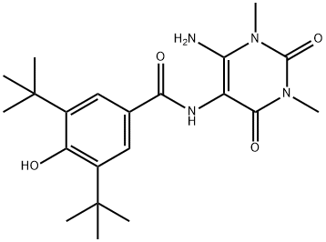 Benzamide,  N-(6-amino-1,2,3,4-tetrahydro-1,3-dimethyl-2,4-dioxo-5-pyrimidinyl)-3,5-bis(1,1-dimethylethyl)-4-hydroxy- Structure