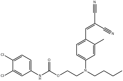 2-[butyl[4-(2,2-dicyanovinyl)-3-methylphenyl]amino]ethyl (3,4-dichlorophenyl)carbamate 구조식 이미지