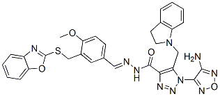 1H-1,2,3-Triazole-4-carboxylicacid,1-(4-amino-1,2,5-oxadiazol-3-yl)-5-[(2,3-dihydro-1H-indol-1-yl)methyl]-,[[3-[(2-benzoxazolylthio)methyl]-4-methoxyphenyl]methylene]hydrazide(9CI) Structure