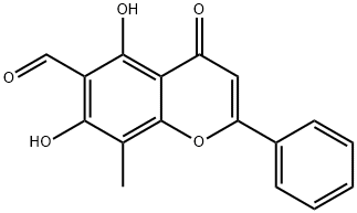 2-Phenyl-4-oxo-5,7-dihydroxy-8-methyl-4H-1-benzopyran-6-carbaldehyde 구조식 이미지