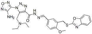 1H-1,2,3-Triazole-4-carboxylicacid,1-(4-amino-1,2,5-oxadiazol-3-yl)-5-[(diethylamino)methyl]-,[[3-[(2-benzoxazolylthio)methyl]-4-methoxyphenyl]methylene]hydrazide(9CI) Structure