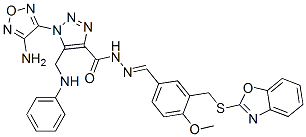 1H-1,2,3-Triazole-4-carboxylicacid,1-(4-amino-1,2,5-oxadiazol-3-yl)-5-[(phenylamino)methyl]-,[[3-[(2-benzoxazolylthio)methyl]-4-methoxyphenyl]methylene]hydrazide(9CI) Structure