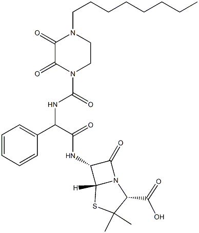 (2S,5R,6R)-3,3-Dimethyl-6-[[(R)-[[(4-octyl-2,3-dioxopiperazin-1-yl)carbonyl]amino]phenylacetyl]amino]-7-oxo-4-thia-1-azabicyclo[3.2.0]heptane-2-carboxylic acid Structure