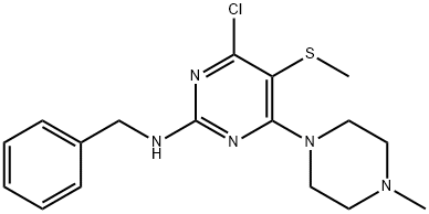 2-Benzylamino-4-(4-methylpiperazino)-5-(methylthio)-6-chloropyrimidine 구조식 이미지