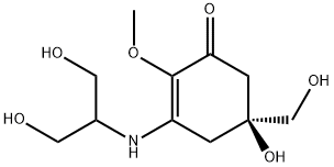 (-)-5-Hydroxy-3-[[2-hydroxy-1-(hydroxymethyl)ethyl]amino]-5-(hydroxymethyl)-2-methoxy-2-cyclohexen-1-one Structure