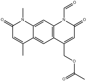 1-Formyl-1,2,8,9-tetrahydro-6,9-dimethyl-2,8-dioxopyrido[3,2-g]quinoline-4-ylmethyl=acetate 구조식 이미지