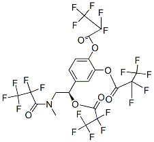 Bis(2,2,3,3,3-pentafluoropropanoic acid)4-[(R)-2-[methyl(2,2,3,3,3-pentafluoro-1-oxopropyl)amino]-1-(2,2,3,3,3-pentafluoro-1-oxopropoxy)ethyl]-1,2-phenylene ester 구조식 이미지