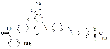 disodium 7-[(3-aminobenzoyl)amino]-4-hydroxy-3-[[4-[(4-sulphonatophenyl)azo]phenyl]azo]naphthalene-2-sulphonate 구조식 이미지