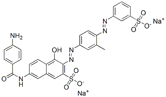 disodium 7-[(4-aminobenzoyl)amino]-4-hydroxy-3-[[3-methyl-4-[(3-sulphonatophenyl)azo]phenyl]azo]naphthalene-2-sulphonate 구조식 이미지