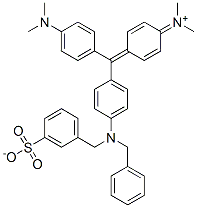 [4-[[4-(alpha-benzyl-3-sulphonatobenzyl)amino]phenyl][4-(dimethylamino)phenyl]methylene]cyclohexa-2,5-dien-1-ylidene]dimethylammonium Structure