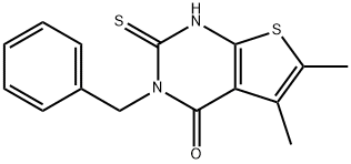 3-BENZYL-2-MERCAPTO-5,6-DIMETHYL-3H-THIENO[2,3-D]PYRIMIDIN-4-ONE Structure