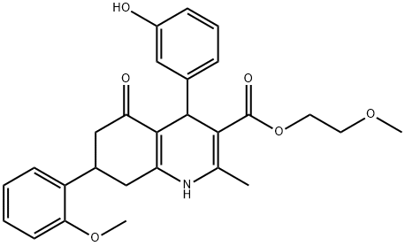 2-Methoxyethyl 4-(3-hydroxyphenyl)-7-(2-methoxyphe nyl)-2-methyl-5-oxo-1,4,5,6,7,8-hexahydroquinolin 구조식 이미지