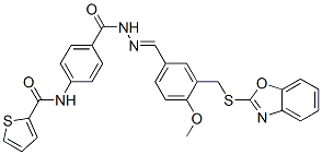 벤조산,4-[(2-티에닐카르보닐)아미노]-,[[3-[(2-벤족사졸릴티오)메틸]-4-메톡시페닐]메틸렌]히드라지드(9CI) 구조식 이미지