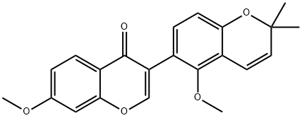 7-Methoxy-3-(5-methoxy-2,2-dimethyl-2H-1-benzopyran-6-yl)-4H-1-benzopyran-4-one 구조식 이미지