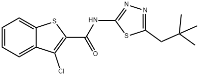 Benzo[b]thiophene-2-carboxamide, 3-chloro-N-[5-(2,2-dimethylpropyl)-1,3,4-thiadiazol-2-yl]- (9CI) 구조식 이미지